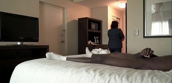  NICHE PARADE - BBW Hotel Maid Strokes Big Black Cock With White Hands
